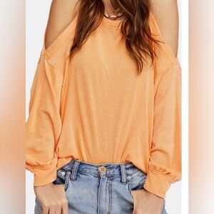 NWOT We The Free Chill Out Cold Shoulder Pullover Top orange xs free people
